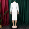 Lässige Kleider Frauenkleid weiße Frühlingsstil Temperament Slim Fit Bleistift Mode Wrap Hip African großer Designer