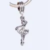 100pcs argent vieilli ballerine ballet danseur danse balancent perle pour bracelets porte-bonheur européens 44 * 14 mm