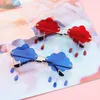 Sunglasses Eyeezi Rimless Cute For Women Trendy Vintage Creative 90s Funny Cloud Shaped Pink Festival Disco Glasses