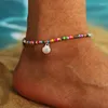 Anklets Kotik Bohemian Färgglada pärlor för kvinnor Guldfärg Summer Ocean Beach Shell Ankel Armband Fotben smycken