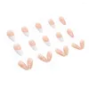 False unhas 24pcs Conjunto de amêndoa Pressione Fashion Dicas francesas Flor branco Fake With Designs DIY Manicure Tampa completa Nail