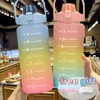 Canecas 2 litros garrafa de água com palha motivacional para beber garrafa de água com marcadores de tempo copo de plástico reutilizável z0420