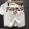 Heren shorts Summer New Jeans shorts Heren mannen stiksel borduurwerk knie-lengte witte zwarte retro blauwe mode Japanse stretch denim shorts t230502