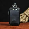 Waist Bags Real Leather Men Casual Design Small Bag Cowhide Fashion Hook Bum Belt Pack Cigarette Case 5.5" Phone Pouch 1609