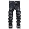 Pantalons de jeans pour hommes à la mode de haute rue jeans de créateur de mode trou bleu lavé coupe décontractée pantalon droit jeunesse rivet imprimé patch jean noir broderie garçons kecks