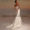 Abiti da festa Eightree Abiti da sposa sexy 2022 Abito da sposa a sirena in raso con scollo a cuore Abito da sera da sposa senza maniche bianco principessa Taglie forti T230502