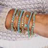 Braccialetti con ciondoli Gioielli da donna placcati in oro Bracciale a catena da tennis a forma di cuore con turchesi blu e pietra CZ