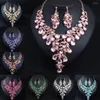 Necklace Earrings Set Statement AB Colors Crystal Women Bridal Wedding Jewelry Rhinestone Choker Nigeria African Necklaces Gifts