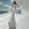 Abiti da festa Maniche lunghe Abiti da sposa a sirena Bianco Sexy Illusion Neck Appliques in pizzo Abiti da sposa eleganti Abiti da spiaggia Vestidos De Noiva T230502