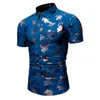 Polos pour hommes Streetwear Casual Chemises à manches courtes pour hommes Chemise habillée sociale Paillettes Érable Imprimé Été Boutonné MenTurn Col ShirtMe