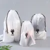 Sacos de armazenamento Bolsa de cosmética transparente Viagem de maquiagem à prova d'água Banho de batatas fatia -pilotos de lavar bolsa de lavagem de higiene pessoal