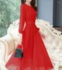 Casual jurken 2023 Verkopen van meisjes mode lang slank strand dames zomervakantie diner solide blauw rood elegante vesidos jurk #A356