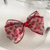 Haarschmuck niedliche rote Schleife Haarspangen Mädchen Kirsche Druck transparente süße Clips Kindermode Stirnbänder Haarnadeln