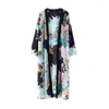 Roupas étnicas Mulheres boho floral Blusa longa Blusa Longa Shawl Kimono Cardigan Praia Cover uma camisa outwear BLUSA MUJER feminino