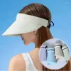 Breda randen hattar enkel godisfärg tom topp mössa för kvinnor fällbar ljus sommarsol hatt damer utomhus sport anti-uv 13 cm stor strand