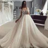 Robes de soirée appliques élégantes robes de mariée en dentelle avec manches longues paillettes ivoire Boho princesse robes de bal robes personnalisées de novia T230502
