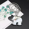 Hänge halsband naturliga skalhalsband elefant form abalone vit svart rostfritt stål kedje charm för smyckesfest gåva