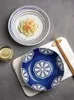 Yemek takımı setleri 4pcs/set Japon el boyalı akşam yemeği derin tabaklar altında sırf seramik servis yemekleri mutfak erişte salata atıştırmalık kaseler