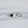 Kolczyki obręcze 925 srebrne kolczyki czarne małe okrągłe pierścień uszy kość klamra