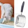 Housebreaking 1 peça de metal gato maca colher peneira pet maca limpeza pá com alça de borracha de alta capacidade para gato grande filtro pet limpo