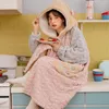 Dames slaapkleding Winterpyjama voor vrouwen Lange gewaad Lounge Warme donzige comfortabele zachte dikke meisjes Dorms Kleding Kawaii Pyjama Bathrobe