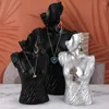 Jewelry Pouches Mannequin Resin Necklace Display Bust Holder Rack For Necklaces Ring Pendant Earring Stand Shelf