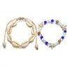 발목 wukalo boho shell rope for women crystal beads 매력 발목 해변 맨발 팔찌 발목 다리 체인 풋 보석