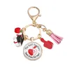 Creative Graduation Season Keychains Pendant Gift Time Glass Round Peach Heart Alloy Keychain Bag Hanging Jewelry