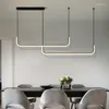 Hanglampen modern minimalisme LED -lamp voor eetkamer keukenbar woonslaapkamer balck lijn ontwerp plafond kroonluchter licht