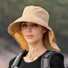 Brede rand hoeden zomerzon voor vrouwen uv bescherming vissen buiten pet vrouwelijk wandel camping vizier emmer hoed verwijderbare visserman