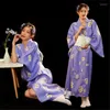 Vêtements ethniques japonais Sexy Kimono Cardigan femmes avec blanc Obi imprimé Yukata Haori Pographie Geisha Cosplay Robe scène spectacle Costume