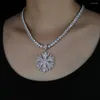 Choker Gold Silver Color Snowflake Pendant Necklace 5mm Tennis Micro Pave Iced Out Cubic Zirconia Hip Hop Fashion Jewelry