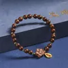 Strand Original Design Natural Sandalwood 6mm Rosary Female Bracelet Literary And Artistic Good Luck Peach Flower National Life Year