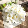 Fleurs décoratives 36cm Artificielle Calla Lily Pu Plastique Mini Bouquet Real Touch Faux Plantes Fête De Mariage Maison Jardin Décoration Cadeau