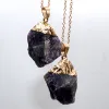 Unisex kleurrijke natuursteen hanglagers kettingen kristal ruwe steen ketting juwelen accessoires voor mannen vrouwen in bulk