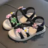 Sandaler Summer Little Girl Sandals Flowers Simple and Lovely Pink Children's Sandals Toddler Baby Soft Leisure Schoolgirlsshoe