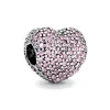 925 sterling silver charms for jewelry making for pandora beads Jewelry Gift Wholesale Pink Pave Flower Heart Lock Clip Bead