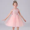 Fille Robes D'été Bleu Blanc Rose Champagne Enfants Junior Princesse Fleur Filles Robe Anniversaire De Mariage Partie Tulle Robe En Dentelle Hydrosoluble