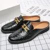 Crocodile Pattern Men Half Summer Shoes For Men Mules Casual Designer Shoes Fashion Loafers Luxury Slippers Social Mocassins