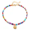 Anklets Kotik Bohemian Färgglada pärlor för kvinnor Guldfärg Summer Ocean Beach Shell Ankel Armband Fotben smycken