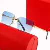 Lunettes de soleil de designer pour femmes mens lunettes de soleil de designer nuances luxe carti lunettes rectangle sans monture corne de buffle mode classique mens lunettes noires claires