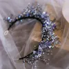 Headpieces Whitney 2023 Wedding Crown High Quality Pure Blue Crystal Stunning Party Headpiece Fairy Tiara Diademas Bijoux Cheveux