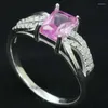 Cluster Rings 20x8mm Luxury 2.9g Real Pink Sapphire Ruby Blue White CZ Birthday Present Kvinnor 925 Solid Sterling Silver