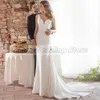 Party Dresses Simple Mermaid V-Neck Sleeveless Wedding Dresses 2021 Court Train Lace Button Back High Quality Jersey White Bridal Gowns T230502
