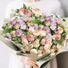 Fleurs décoratives Multicolore Thé Rose Rose Bouquet De Soie Pivoine Artificielle DIY Mariée De Mariage Décor À La Maison Fête Scrapbook Faux Plantes