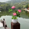 装飾的な花かぎ針編みのクローバー植物友達のための人工手作業の贈り物ホームルームテーブルデスクトップ装飾アクセサリー