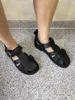 Sandales 2023 femmes chaussures mode en cuir véritable talons bas femme ronde été décontracté Rivet pantoufles taille de chaussure 34-41