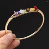 Bangle Natural Semi-precious Stones Round Opening Golden Crystal Bud Boutique DIY Fashion Charm Jewelry Bracelet