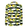 Men's Polos Lemon Lemons Yellow Casual Polo Shirts Black And White Stripes T-Shirts Long Sleeve Graphic Shirt Streetwear Oversized Tops Gift