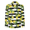 Men's Polos Lemon Lemons Yellow Casual Polo Shirts Black And White Stripes T-Shirts Long Sleeve Graphic Shirt Streetwear Oversized Tops Gift